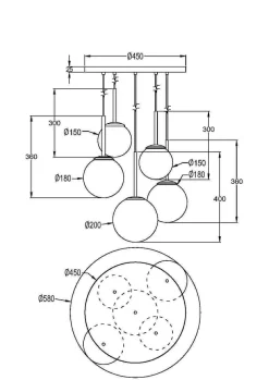 Lampa wisząca Basic form 5 biało złota (MOD321PL-05G) - Maytoni