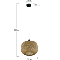 Lampa wisząca Boho kula bambusowa 38x38x135cm (55857-017) - DIJK