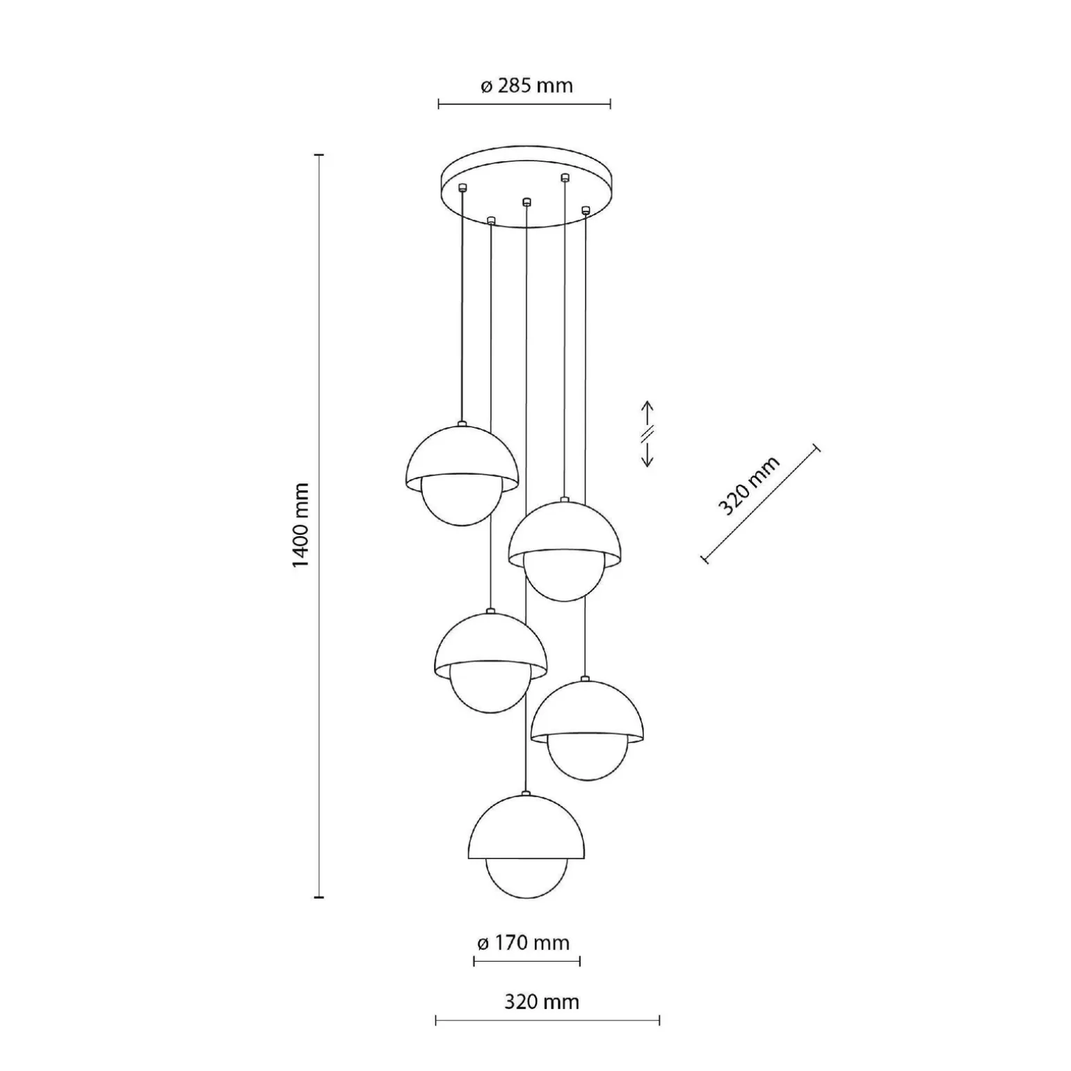 Lampa wisząca BONO OCHRA 5 (10268) - TK Lighting