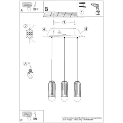 Lampa wisząca BRINA 3L czarna (SL.1334) - Sollux Lighting