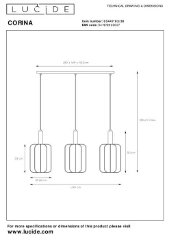 Lampa wisząca CORINA (03447/03/30) - Lucide