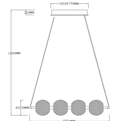 Lampa wisząca Diamond 4 4xLED CCT złota (LP-2202/4L GD) - Light Prestige