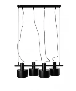 Lampa wisząca Enkel 4 z oplotem poliestrowym czarnym (EN4422P0) - Ummo