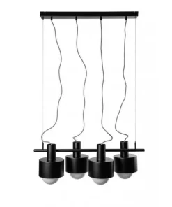 Lampa wisząca Enkel 4 z oplotem poliestrowym czarnym (EN4422P0) - Ummo