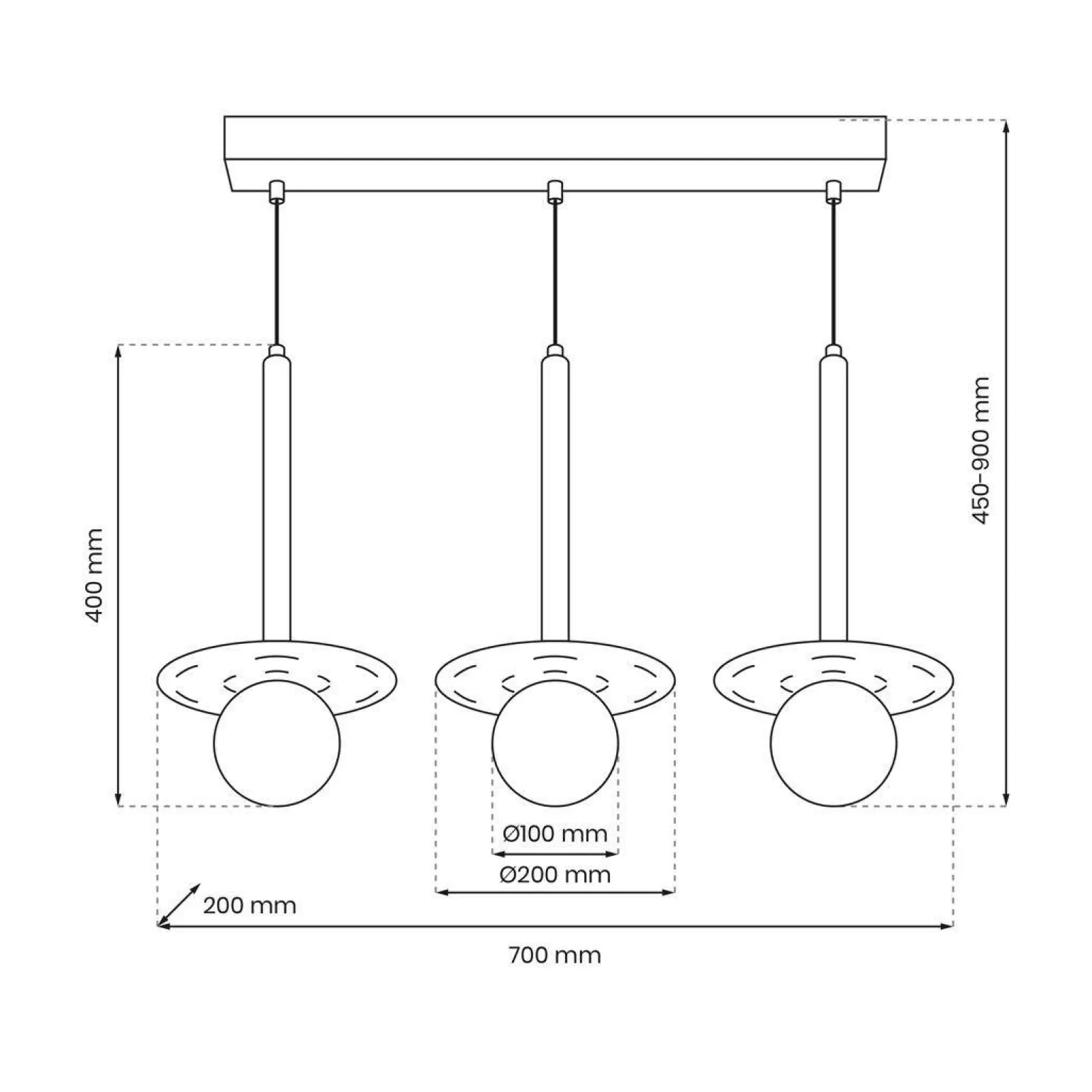 Lampa wisząca FUTURA 3 listwa (MLP8914) - Milagro