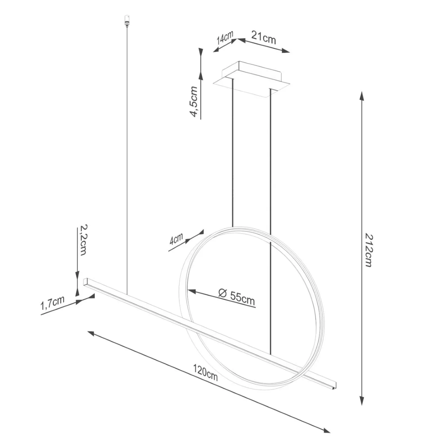 Lampa wisząca GLAD biała LED 3000K (TH.492) - Thoro Lighting