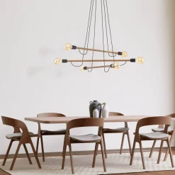 Lampa wisząca HELIX WOOD ORZECH 6 PŁ (4950) - TK Lighting