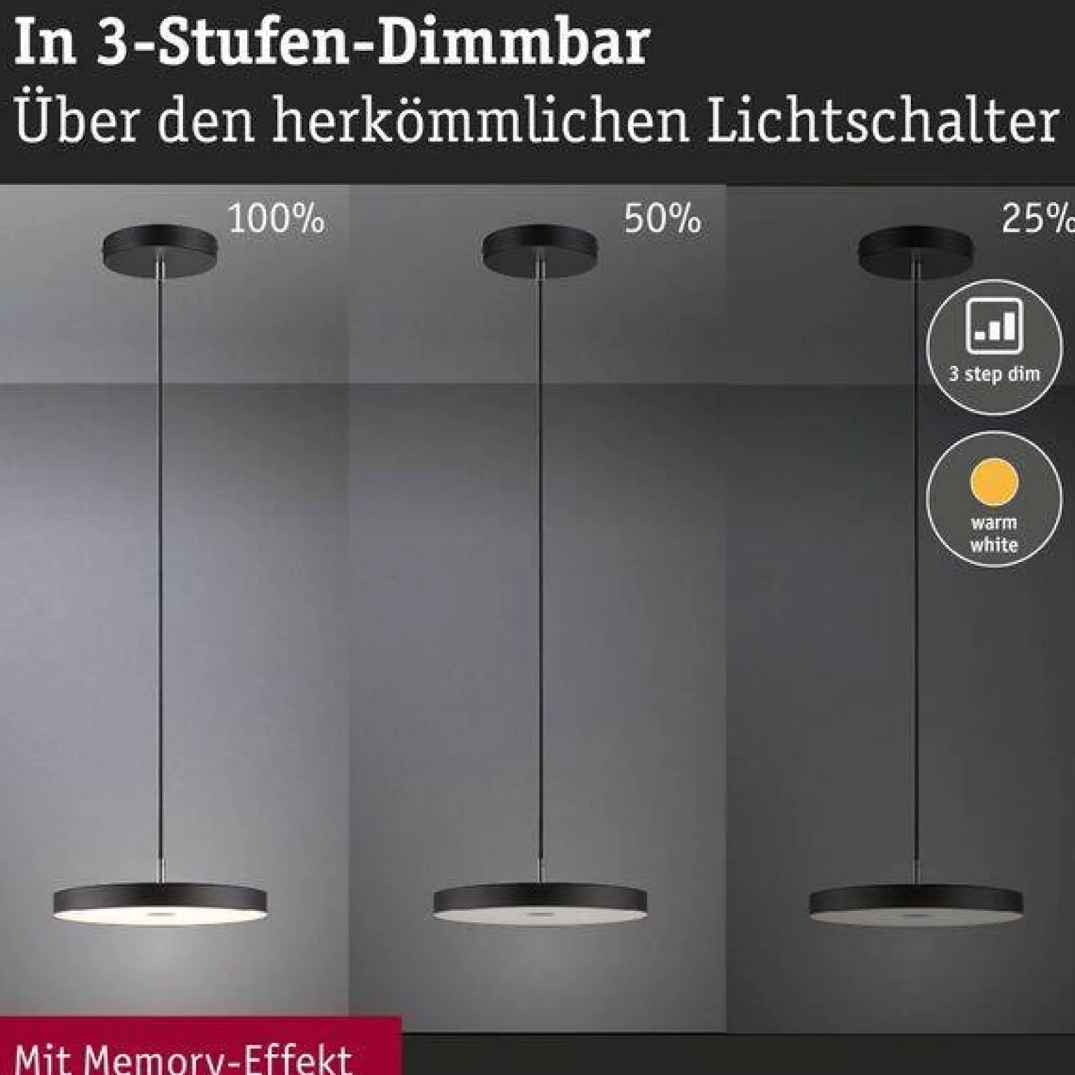 Lampa wisząca HILDOR LED DIM 2700K czarny matowy (PL96782) - PAULMANN