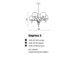 Lampa wisząca Impress 5 - czarna (1976-5PBK) - Azzardo - żyrandol