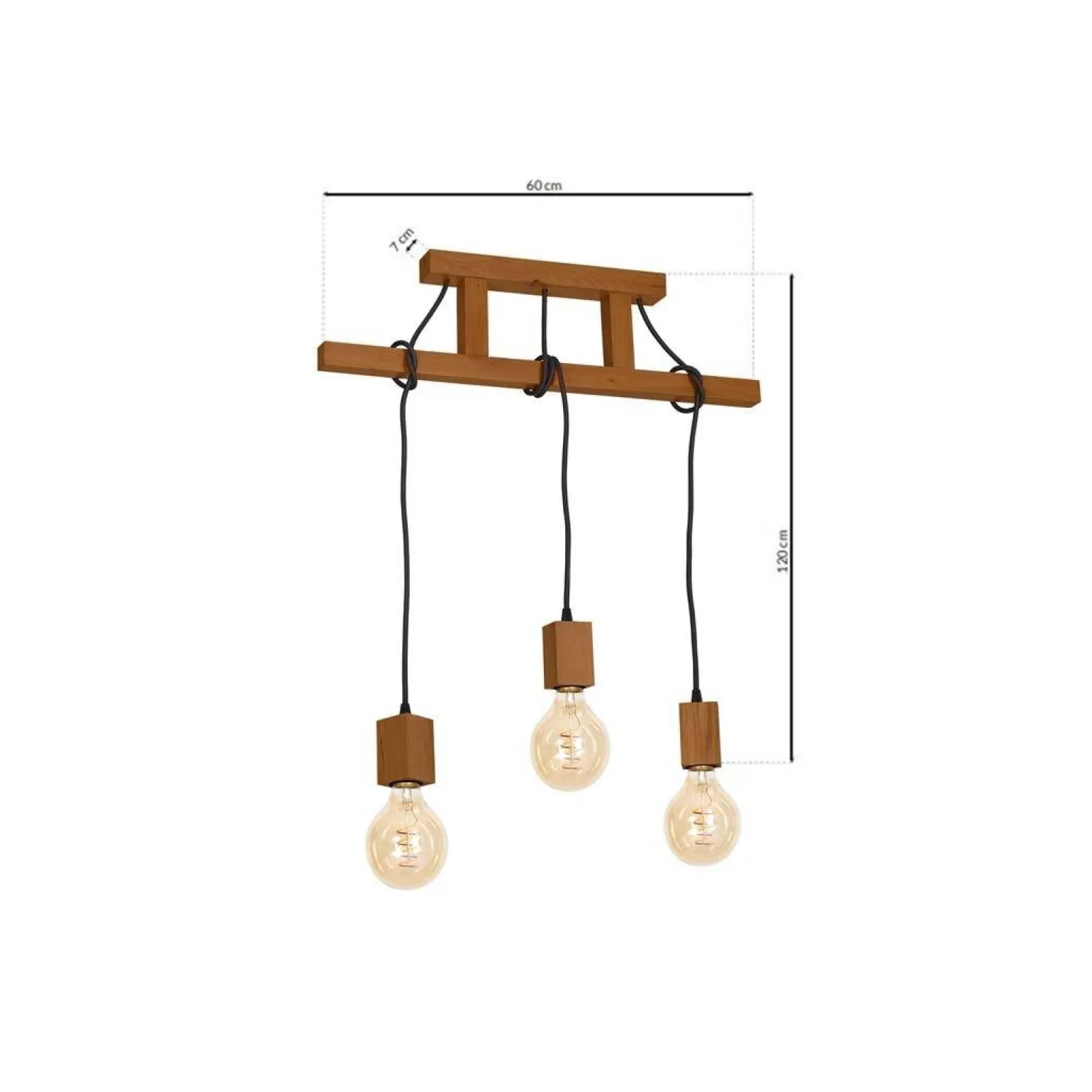 Lampa Wisząca JACK 3xE27 Dąb (MLP4357) - Milagro