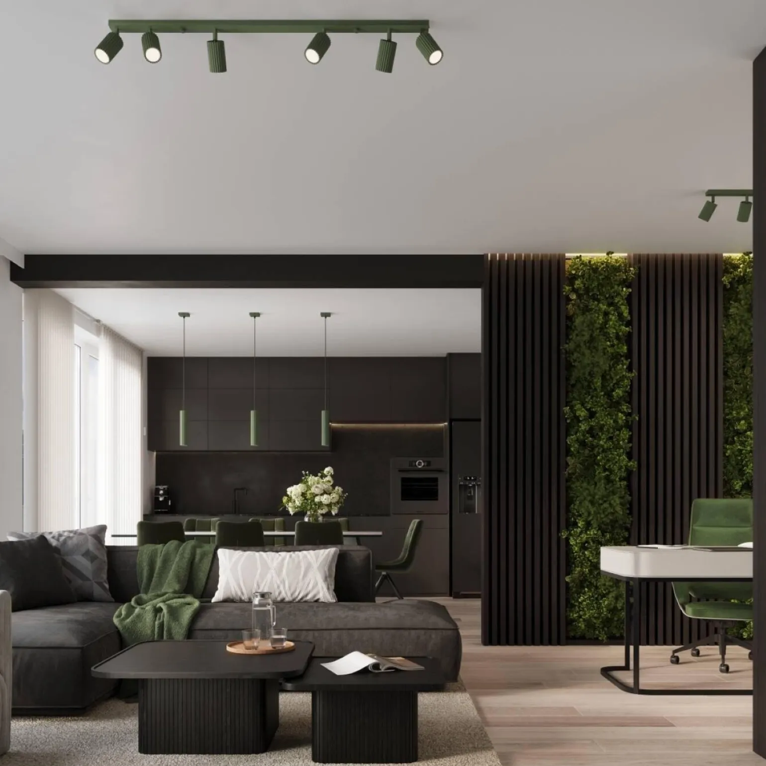 Lampa wisząca KARBON 2 zielona oliwka (SL.1612) - Sollux Lighting