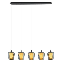 Lampa Wisząca Keso 5 LED czarna listwa (PL0141-5) - Yaskr