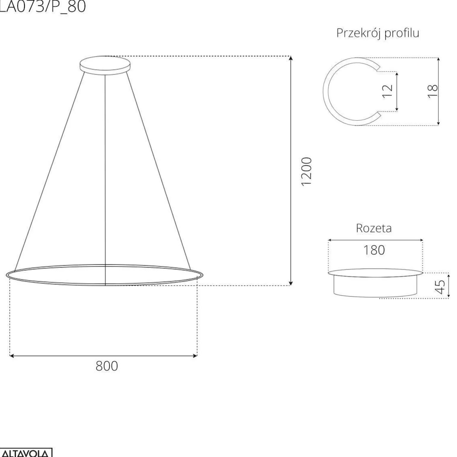 Lampa wisząca Ledowe Okręgi No.1 80cm in 4k czarna AltavolaDesign (LA073/P_80_in_4k_black) - ALTAVOLA DESIGN