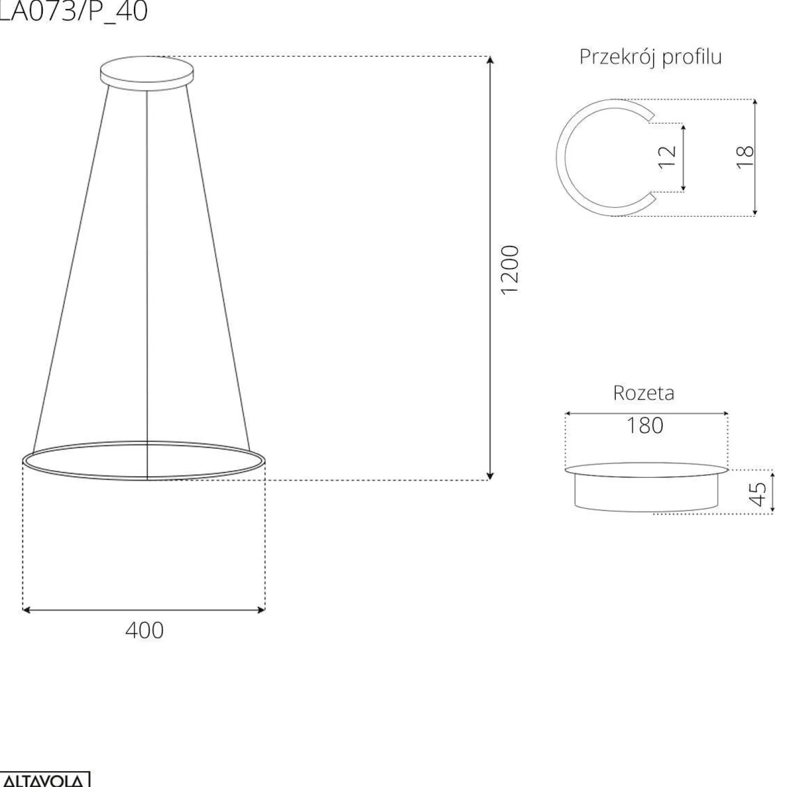Lampa wisząca Ledowe okręgi No.1 Φ40 cm in 4k złota ściemnialna Altavola Design (LA073/P_40_in_4k_gold_dimm) - ALTAVOLA DESIGN