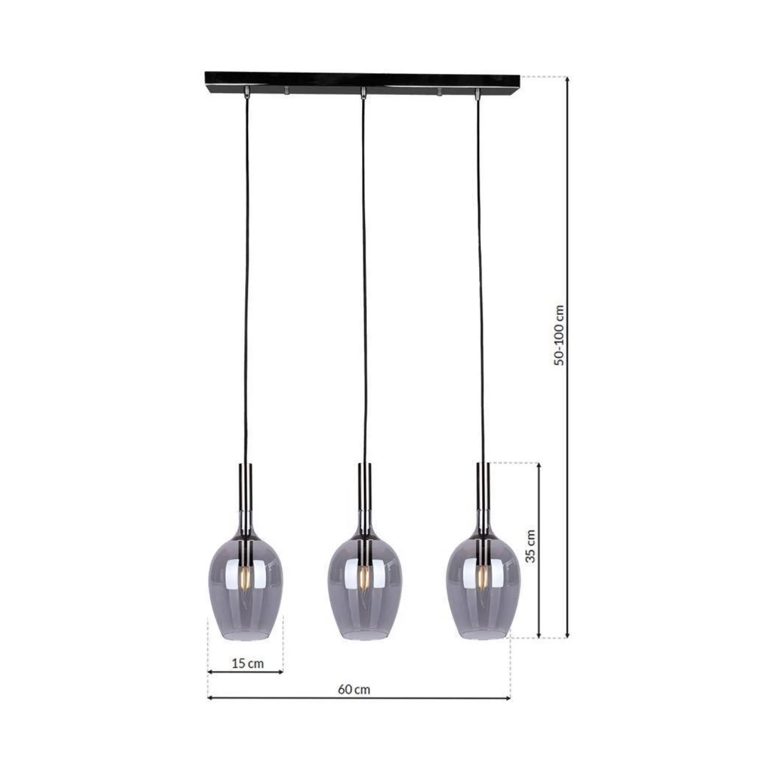 Lampa wisząca LUGANO SMOKED 3 (ML8814) - Milagro
