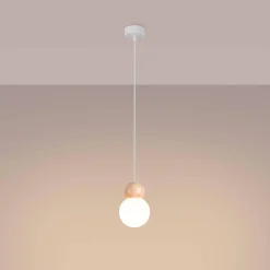 Lampa wisząca PEKKA 1 biała/naturalne drewno (SL.1390) - Sollux Lighting