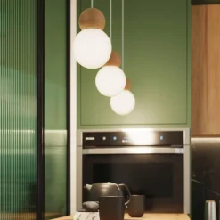 Lampa wisząca PEKKA 1 biała/naturalne drewno (SL.1390) - Sollux Lighting