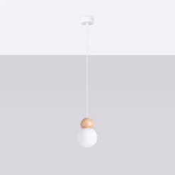 Lampa wisząca PEKKA 1 biała/naturalne drewno (SL.1390) - Sollux Lighting