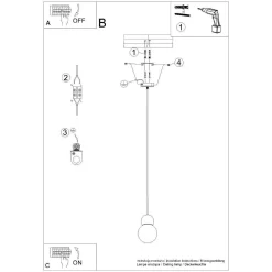 Lampa wisząca PEKKA 1 biała/naturalne drewno (SL.1390) - Sollux Lighting