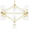 Lampa wisząca PLANETARIO 15 GOLD złota - klosze szronione (MD10230G-15.BRASS) - King Home