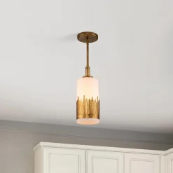 Lampa wisząca Sawgrass - 1 źródło światła - Płatkowe złoto (QN-SAWGRASS-MP-DG-O) - Quintiesse