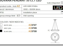 Lampa wisząca SOVANA PENDANT 55 CCT LED grey (AZ2729) - AZZARDO - żyrandol
