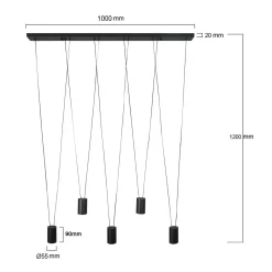 Lampa wisząca Toledo 5 czarna (LP-432/5P BK) - Light Prestige