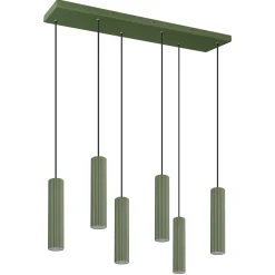 Lampa wisząca ze ściemniaczem Push Dimm/DALI2 IVAR 6L zielona oliwka LED 4000K (TH.629) - Thoro Lighting