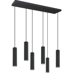 Lampa wisząca ze ściemniaczem Push Dimm/DALI2 IVAR 6L czarna LED 3000K (TH.581) - Thoro Lighting