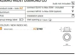 Lampa wpuszczana ADAMO MIDST DIAMOND gold (AZ2740) - AZZARDO