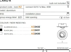 Lampa wpuszczana CARO R white (AZ2430 | SN-6810R-WH) - AZZARDO