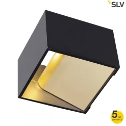 LOGS IN LED ścienna, czarna/mosiądz, 2000K0K Dim to Warm