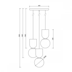 LUOTI 3P czarna lampa wisząca / plafon (LUP322P3) - Ummo