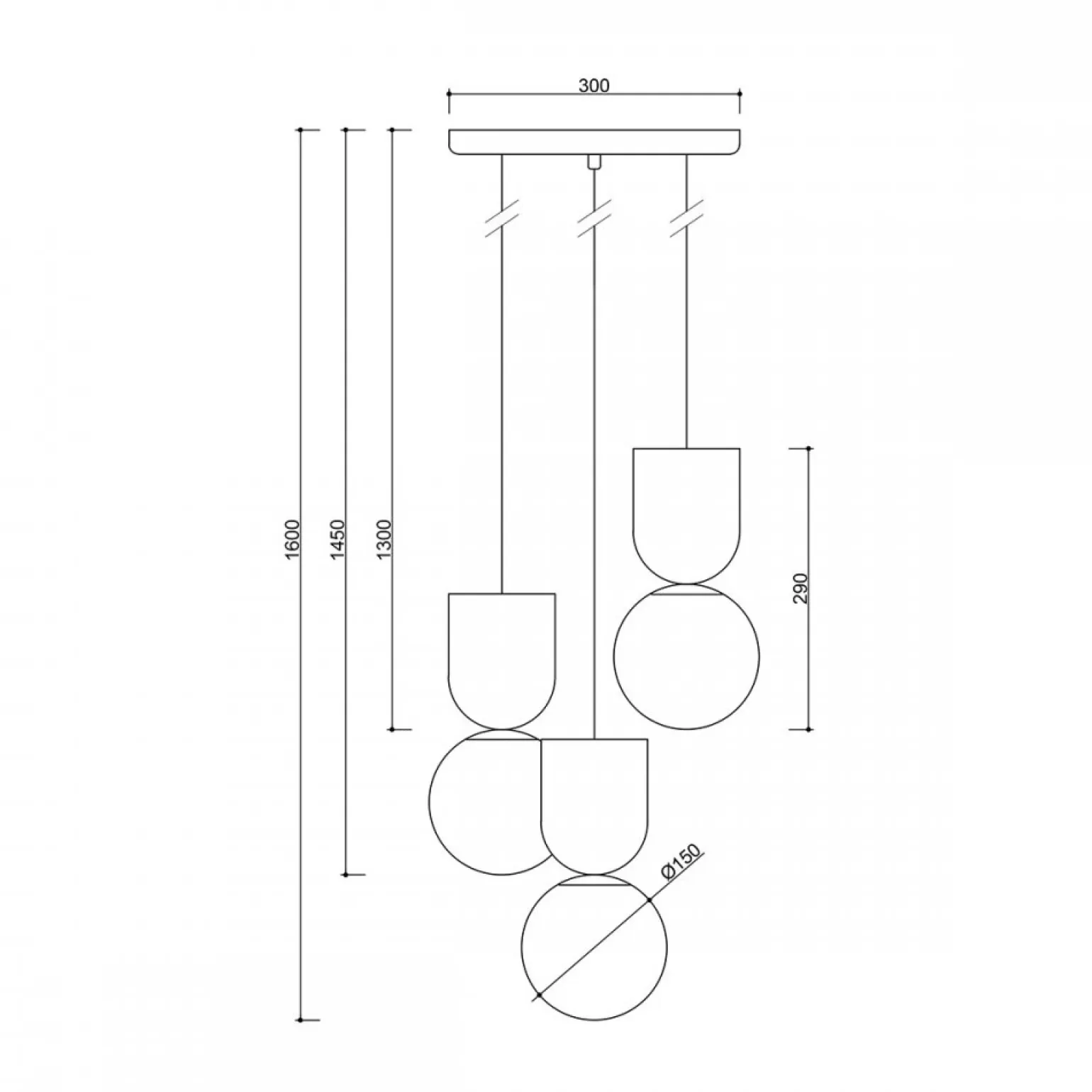 LUOTI 3P czarna lampa wisząca / plafon (LUP322P3) - Ummo