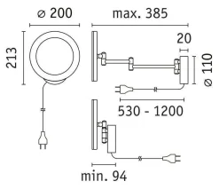 Lusterko kosmetyczne MASUA LED 4W 2700/4000/6500K +wyłącznik IP44 230V czarny matowy / metal (PL71148) - PAULMANN