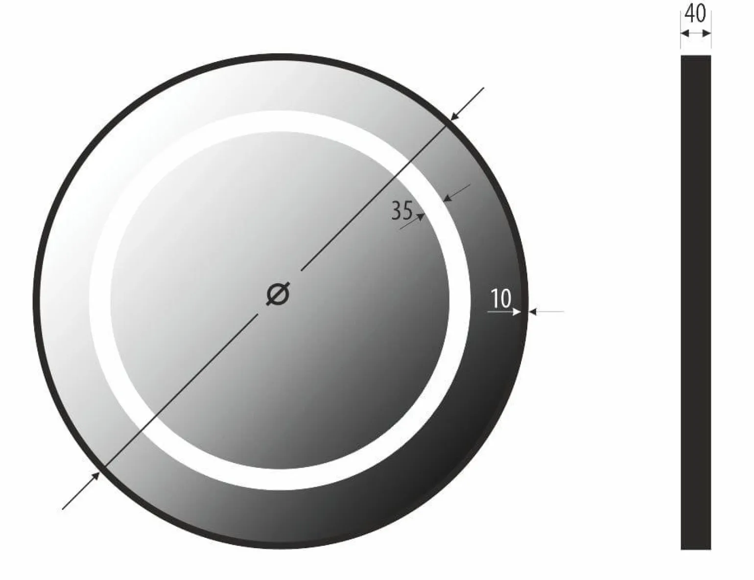 Lustro okrągłe STILO w ramie z oświetleniem LED na skórzanym pasku - MCJ