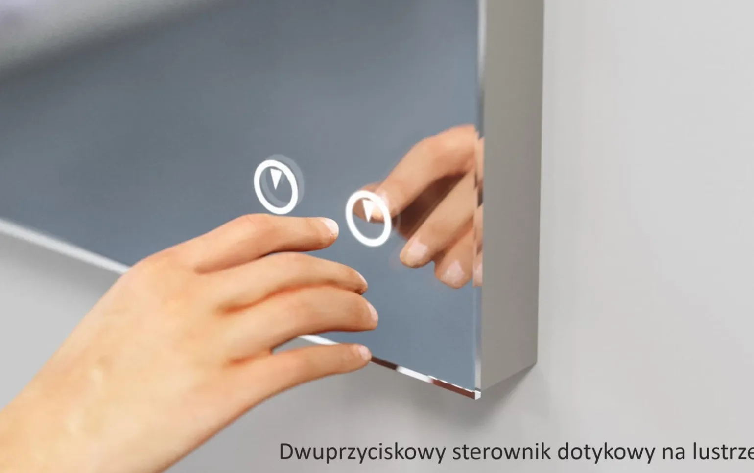 Lustro okrągłe TEXAS w ramie z oświetleniem LED na skórzanym pasku - MCJ