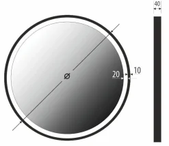 Lustro okrągłe TEXAS w ramie z oświetleniem LED na skórzanym pasku - MCJ