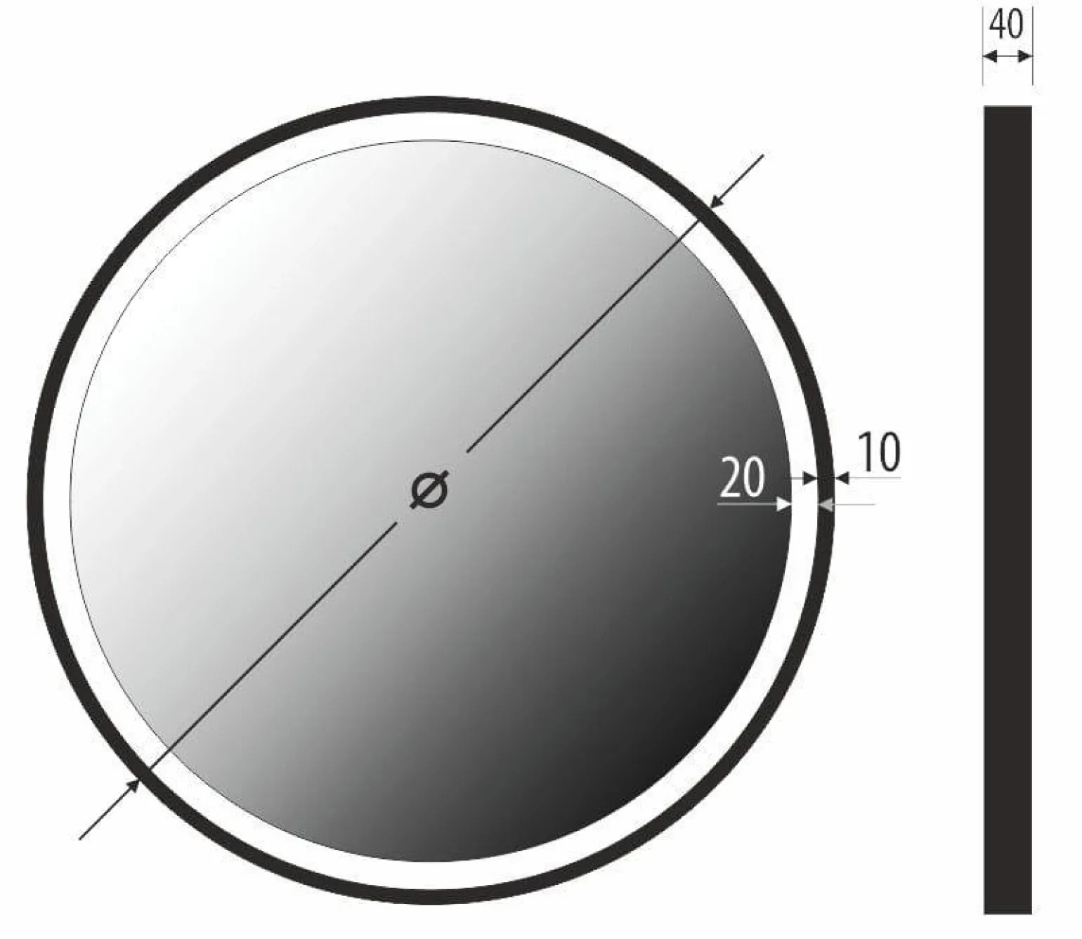 Lustro okrągłe TEXAS w ramie z oświetleniem LED na skórzanym pasku - MCJ
