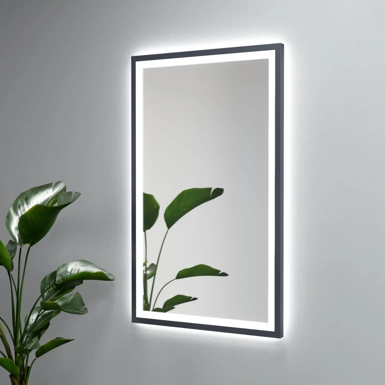 Lustro prostokątne ASTON PLUS w ramie z oświetleniem LED - MCJ