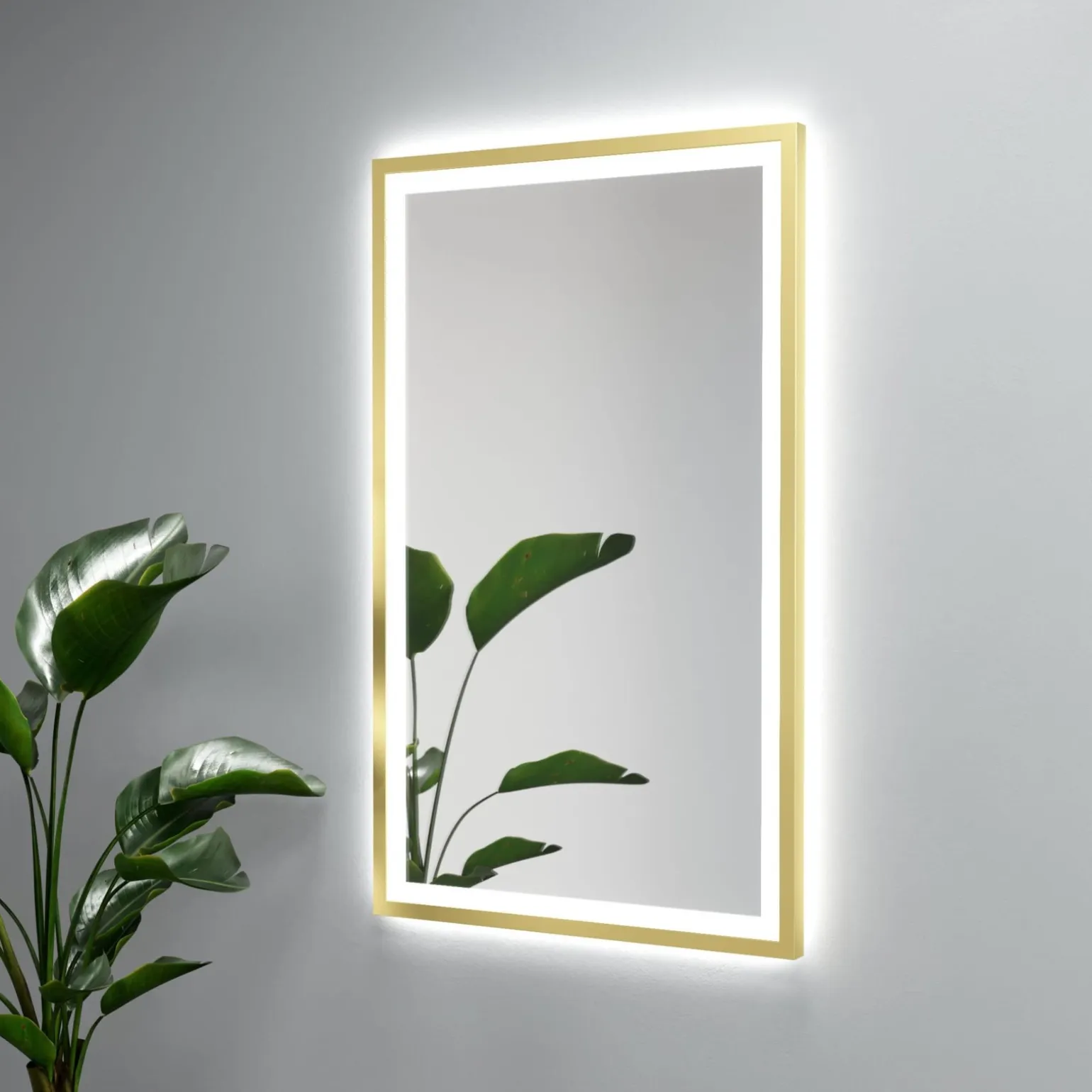 Lustro prostokątne ASTON PLUS w ramie z oświetleniem LED - MCJ