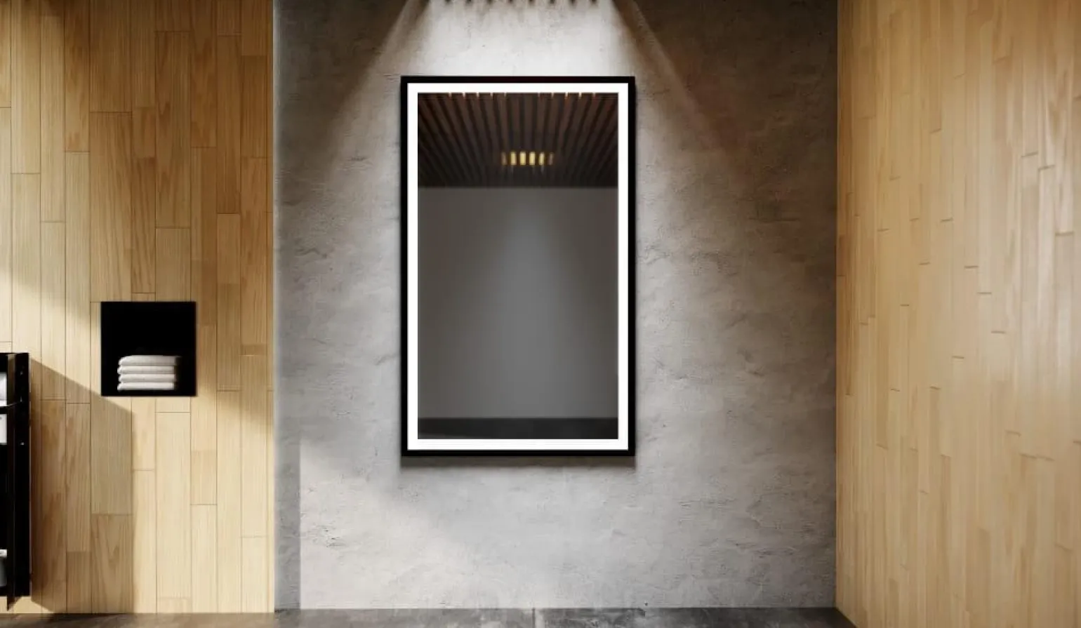 Lustro prostokątne ASTON w ramie z oświetleniem LED - MCJ