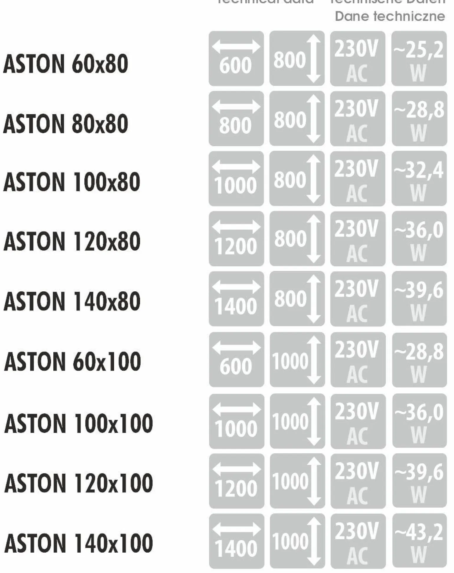 Lustro prostokątne ASTON w ramie z oświetleniem LED - MCJ