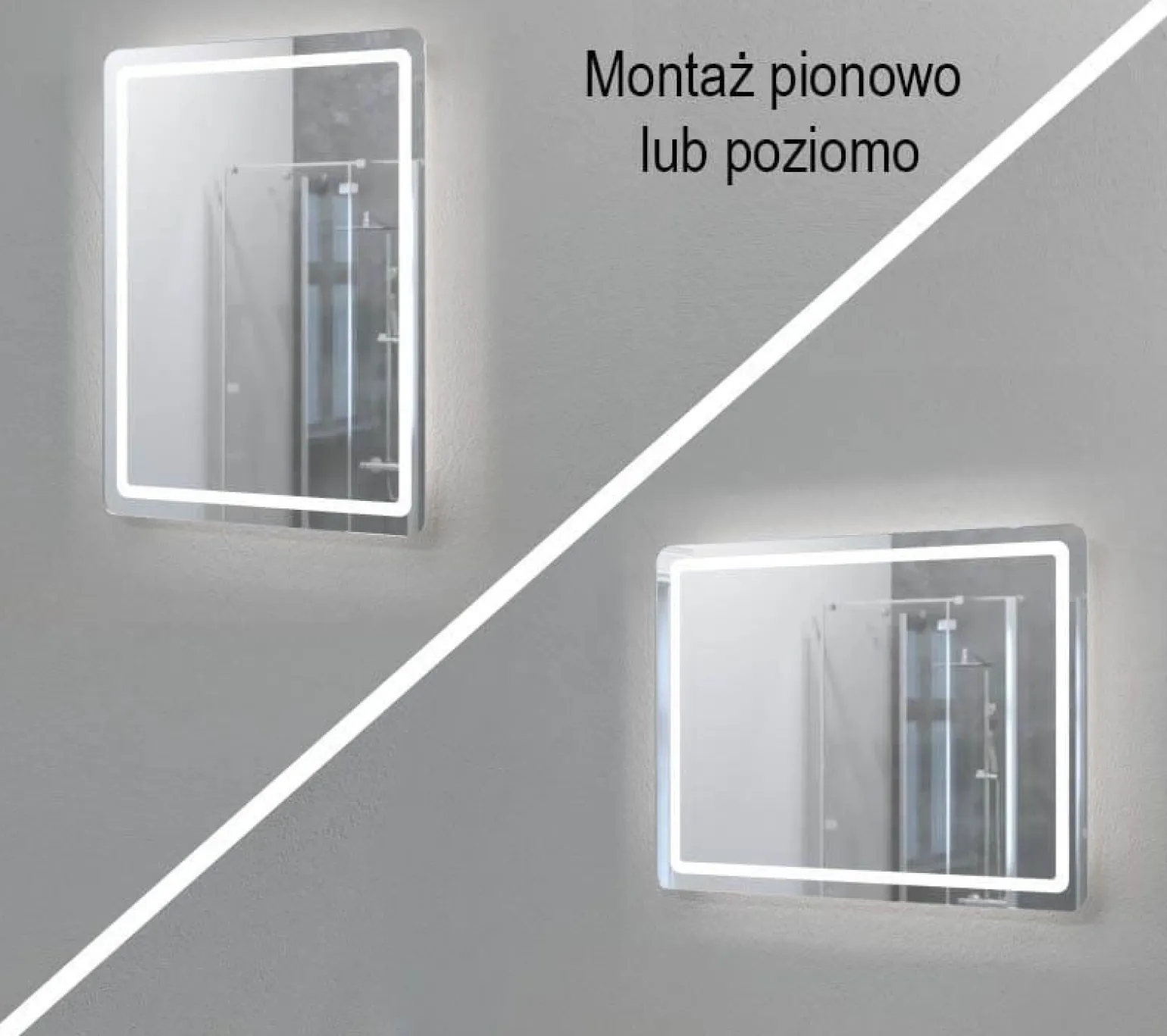 Lustro prostokątne ASTON w ramie z oświetleniem LED - MCJ