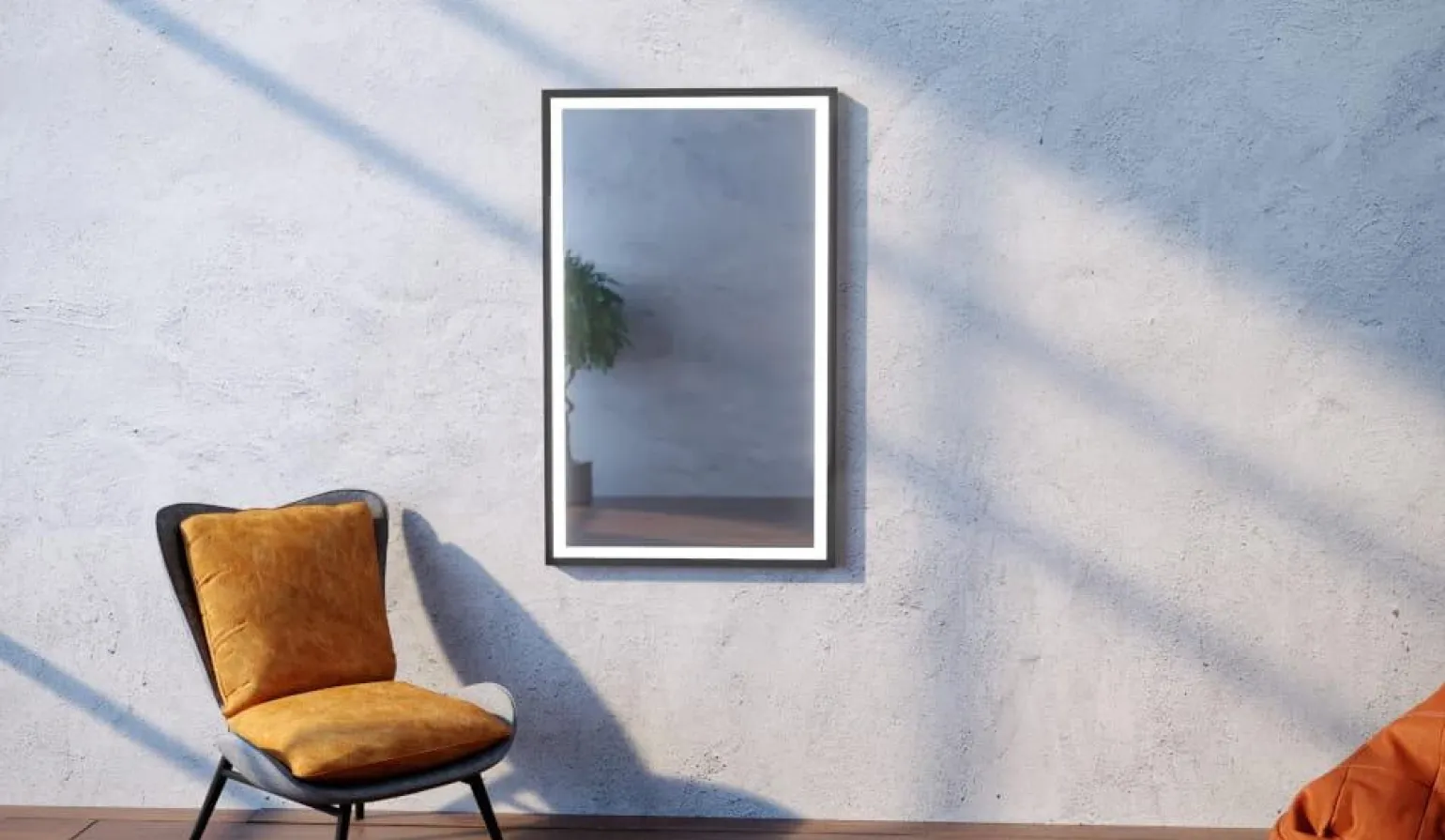 Lustro prostokątne ASTON w ramie z oświetleniem LED - MCJ