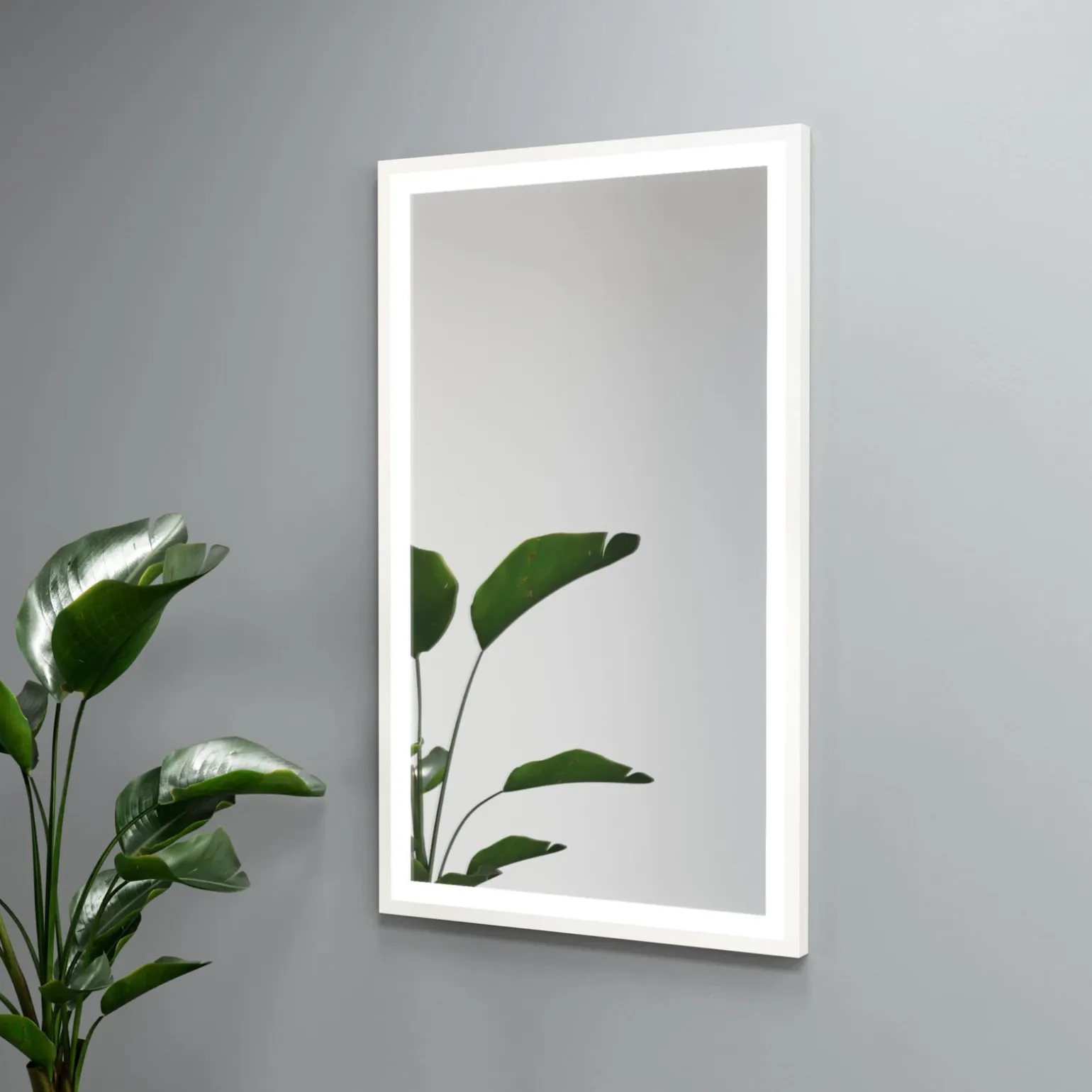 Lustro prostokątne ASTON w ramie z oświetleniem LED - MCJ