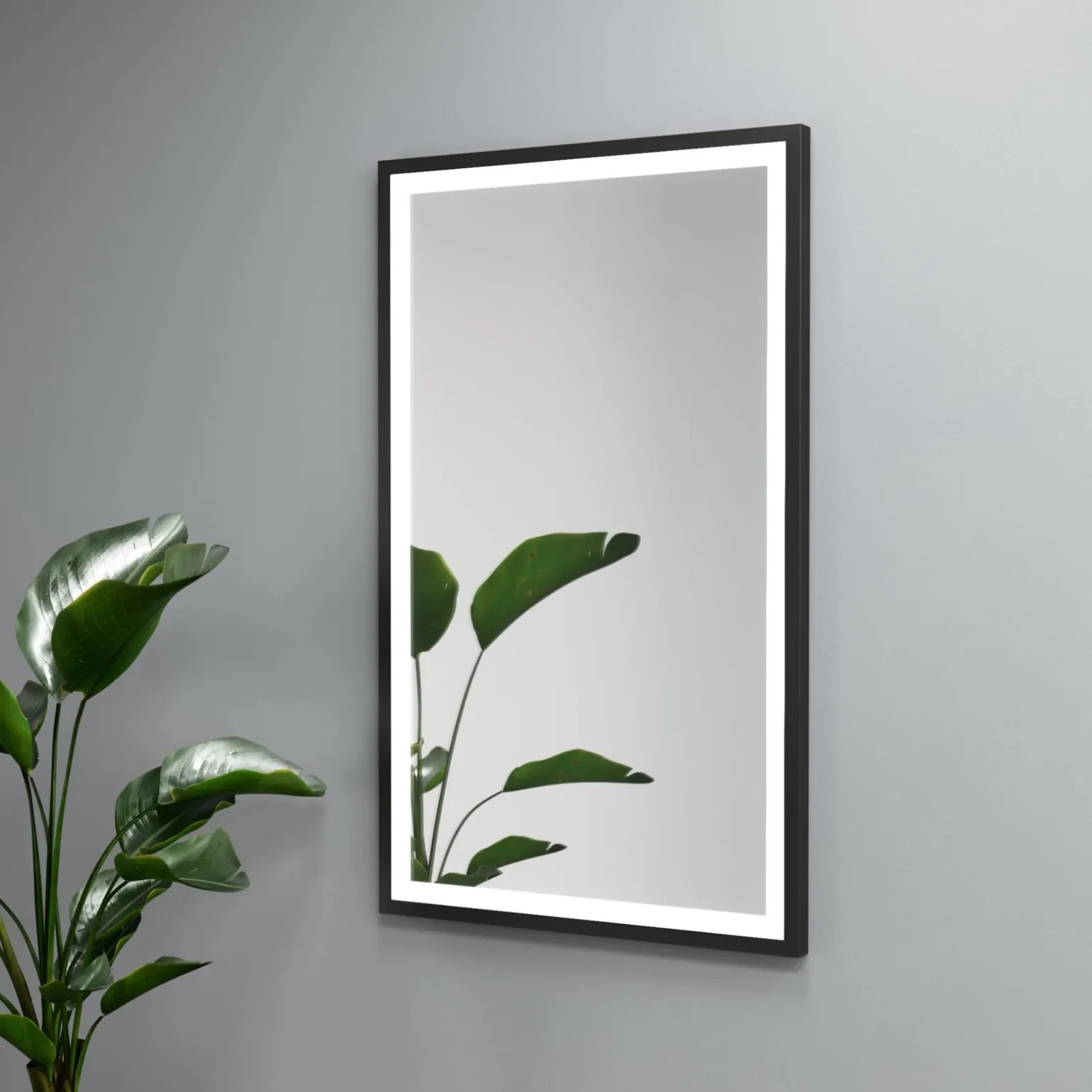 Lustro prostokątne ASTON w ramie z oświetleniem LED - MCJ