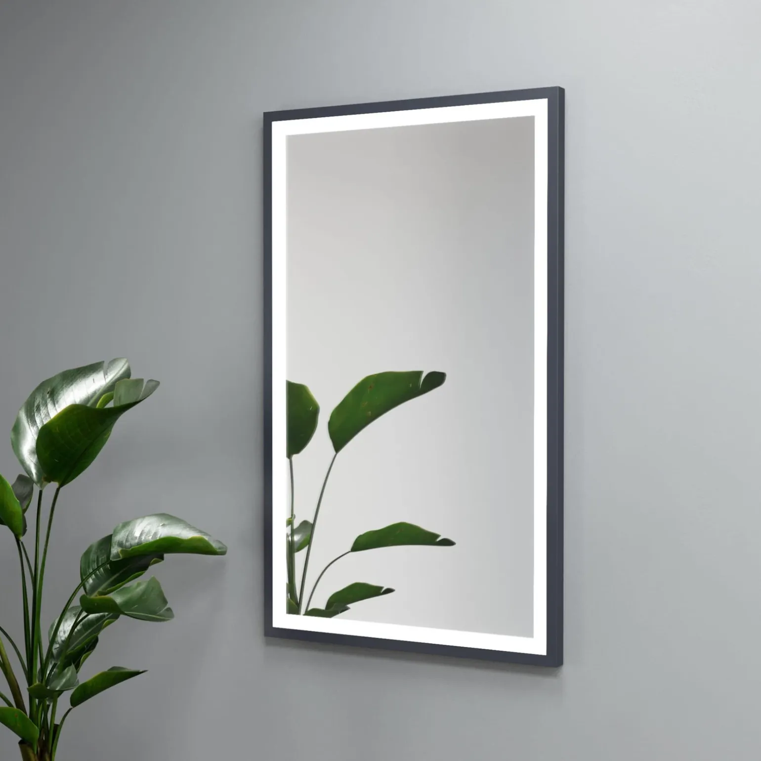 Lustro prostokątne ASTON w ramie z oświetleniem LED - MCJ