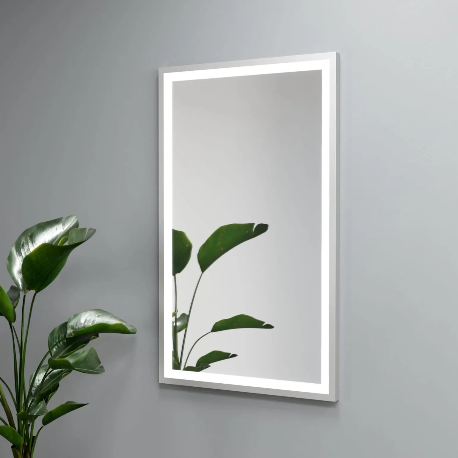 Lustro prostokątne ASTON w ramie z oświetleniem LED - MCJ