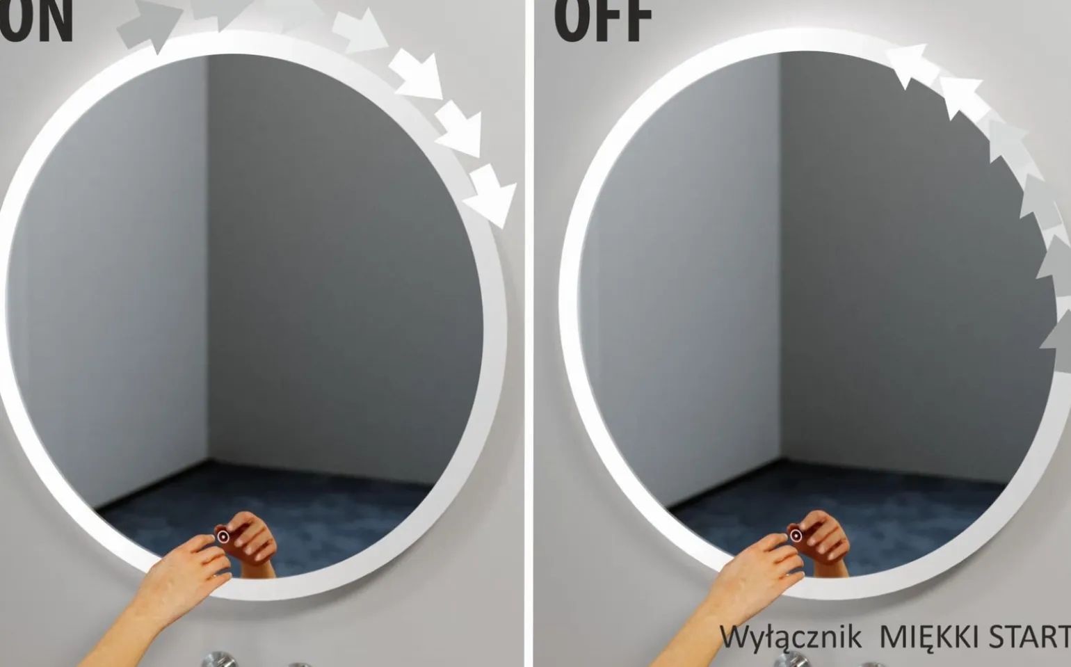 Lustro prostokątne ATLAS PLUS w ramie z oświetleniem LED - MCJ